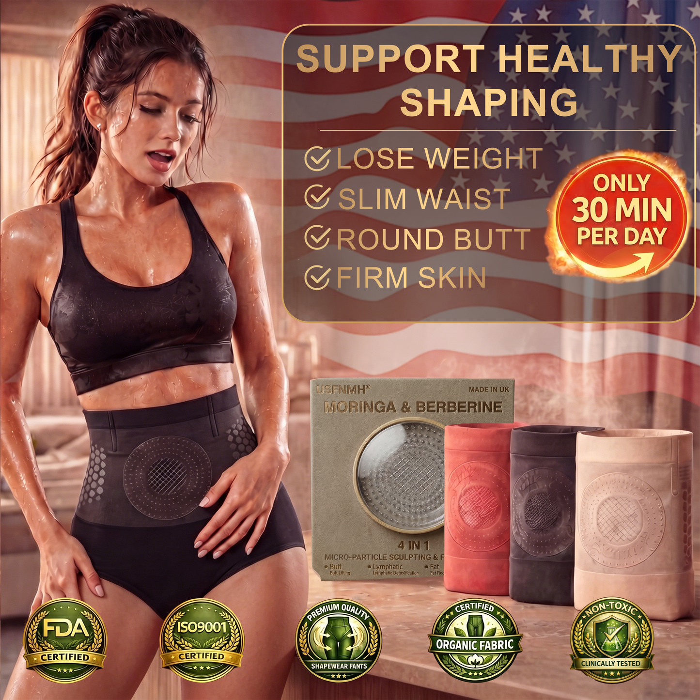 Ufficialmente autorizzato dall'Italia 🛒 PAURAJU® Shorts Modellanti & Brucia-Grassi 4-in-1 con Micro-Particelle di Moringa & Berberina